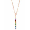 14K Rose Natural Multi-Gemstone Rainbow Bar 18 inch Necklace