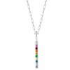 Sterling Silver Natural Multi-Gemstone Rainbow Bar 18 inch Necklace