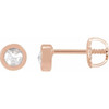 14 Karat Rose Gold .06 Carat Rose Cut Natural Diamond Threaded Post Earrings