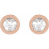 14 Karat Rose Gold .06 Carat Rose Cut Natural Diamond Threaded Post Earrings