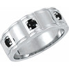 Diamond Ring in Sterling Silver 0.40 Carat Black Diamond Mens 3 Stone Ring