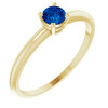 Yellow Gold Ring 14 Karat 4 mm Round Cut Natural Blue Sapphire Ring