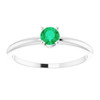 Sterling Silver 4 mm Lab Grown Emerald Gemstone Ring