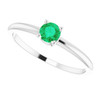 Sterling Silver 4 mm Lab Grown Emerald Gemstone Ring