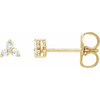 14 Karat Yellow Gold .05 Carat Rose Cut Natural Diamond Three Stone Earrings