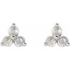 14 Karat White Gold 0.13 Carat Rose Cut Natural Diamond Three Stone Earrings