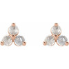 14 Karat Rose Gold 0.13 Carat Rose Cut Natural Diamond Three Stone Earrings
