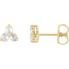 14 Karat Yellow Gold 0.50 Carat Rose Cut Natural Diamond Three Stone Earrings