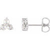 14 Karat White Gold 0.25 Carat Rose Cut Natural Diamond Three Stone Earrings
