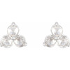 14 Karat White Gold 0.25 Carat Rose Cut Natural Diamond Three Stone Earrings