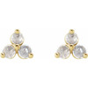 14 Karat Yellow Gold 0.13 Carat Rose Cut Natural Diamond Three Stone Earrings