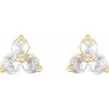 14 Karat Yellow Gold 0.25 Carat Rose Cut Natural Diamond Three Stone Earrings