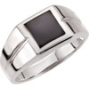 Platinum 8 mm Natural Black Onyx Mens Ring