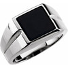 White Gold 10 Karat 10 mm Natural Black Onyx Mens Ring