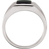 White Gold 10 Karat 8 mm Natural Black Onyx Mens Ring