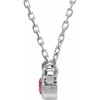 14 Karat White Gold 3 mm Round  Pink Sapphire Solitaire 18 inch Necklace