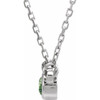 14 Karat White Gold 3 mm Round  Green Sapphire Solitaire 18 inch Necklace