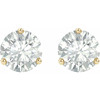 Created Moissanite Earrings in 14 Karat Yellow Gold 7.5 mm Round Forever One Moissanite Earrings