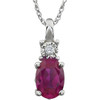 14 Karat White Gold Ruby and .02 Carat Diamond 18 inch Necklace