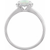 14 Karat White Gold Fire Opal and .05 Carat Diamond Ring