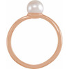 Rose Gold 14 Karat Cultured Akoya Pearl and .015 Carat Natural Diamond Freeform Ring