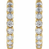 14 Karat Yellow Gold 2 Carat Lab Grown Diamond Inside Outside Hinged 20 mm Hoop Earrings