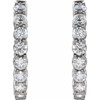 14 Karat White Gold 2 Carat Lab Grown Diamond Inside Outside Hinged 20 mm Hoop Earrings