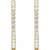 14 Karat Yellow Gold 4 Carat Lab Grown Diamond Inside-Outside Hinged 36 mm Hoop Earrings