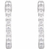 14 Karat White Gold 0.50 Carat Lab Grown Diamond Inside Outside Hinged 14.5 mm Hoop Earrings