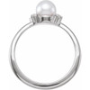 Sterling Silver Cultured White Akoya Pearl and .07 Carat Natural Diamond Ring