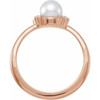 Rose Gold 14 Karat Cultured White Akoya Pearl and .07 Carat Natural Diamond Ring