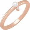 Rose Gold 14 Karat Cultured White Seed Pearl and .015 Carat Natural Diamond Ring