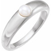 White Gold Ring 14 Karat Cultured Akoya Pearl Dome Ring