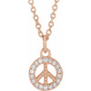 14 Karat Rose Gold .08 Carat Diamond Peace 16 inch Necklace