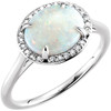 Shop 14 Karat White Gold Fire Opal and .04 Carat Diamond Ring.