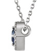 Genuine  Platinum  Blue Sapphire and .05 Carat Diamond 16 inch Necklace