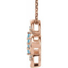 14 Karat Rose Gold Aquamarine Gem and 0.10 Carat Diamond Clover 18 inch Necklace