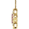14 Karat Yellow Gold Pink Tourmaline and 0.10 Carat Diamond Clover 18 inch Necklace