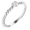Sterling Silver 0.16 Carat Diamond Bezel Set Rope Ring