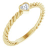 14 Karat Yellow Gold 0.16 Carat Diamond Bezel Set Rope Ring
