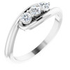 Sterling Silver 0.25 Carat Diamond 3 Stone Bypass Ring