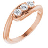 14 Karat Rose Gold 0.25 Carat Diamond 3 Stone Bypass Ring
