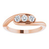 14 Karat Rose Gold 0.25 Carat Diamond 3 Stone Bypass Ring