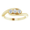 14 Karat Yellow Gold 0.25 Carat Diamond 3 Stone Bypass Ring
