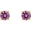Genuine 14 Karat Yellow Gold 2.5mm Round Pink Blue Sapphire Earrings