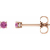 14 Karat Rose Gold 2.5mm Round Pink Blue Sapphire Earrings