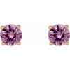 14 Karat Rose Gold 2.5mm Round Pink Blue Sapphire Earrings