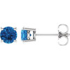 14 Karat White Gold 5mm Round Swiss Blue Topaz Earrings