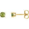 14Karat Yellow Gold 4mm Round Peridot Earrings