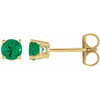 14 Karat Yellow Gold 2.5 mm Lab Grown Emerald Stud Earrings with Friction Post